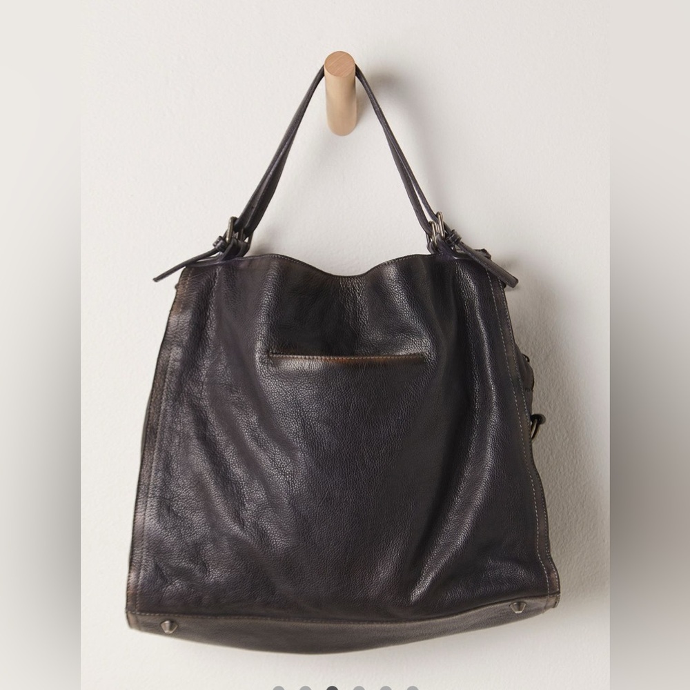 Free People Black Leather Tote Bag